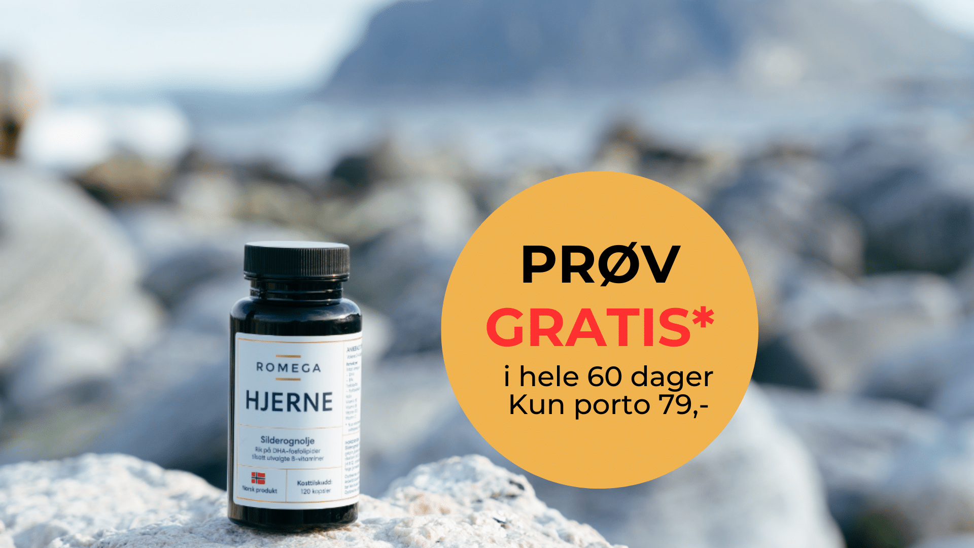 Romega Hjerne omega-3 tilskudd markedsført for hjernehelse